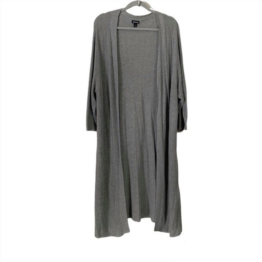 Torrid Grey Ribbed Knit Open Front Longline Duster Cardigan 4X